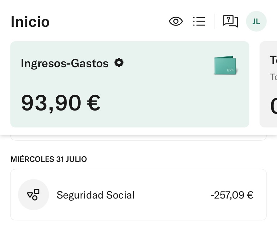 Saldo de 93,90€ en el banco